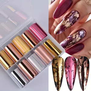 Boxed Nail Art Transfer Foil Paper, Metallic Mirror Effect Nail Foil, Metallic Finish DIY Starry Sky Paper Nail Decoration, Diy Nail Kit