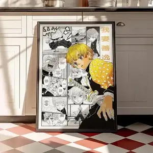 Demon Slayer Zenitsu Poster Print, Kimetsu no Yaiba Art, Manga Room Decor
