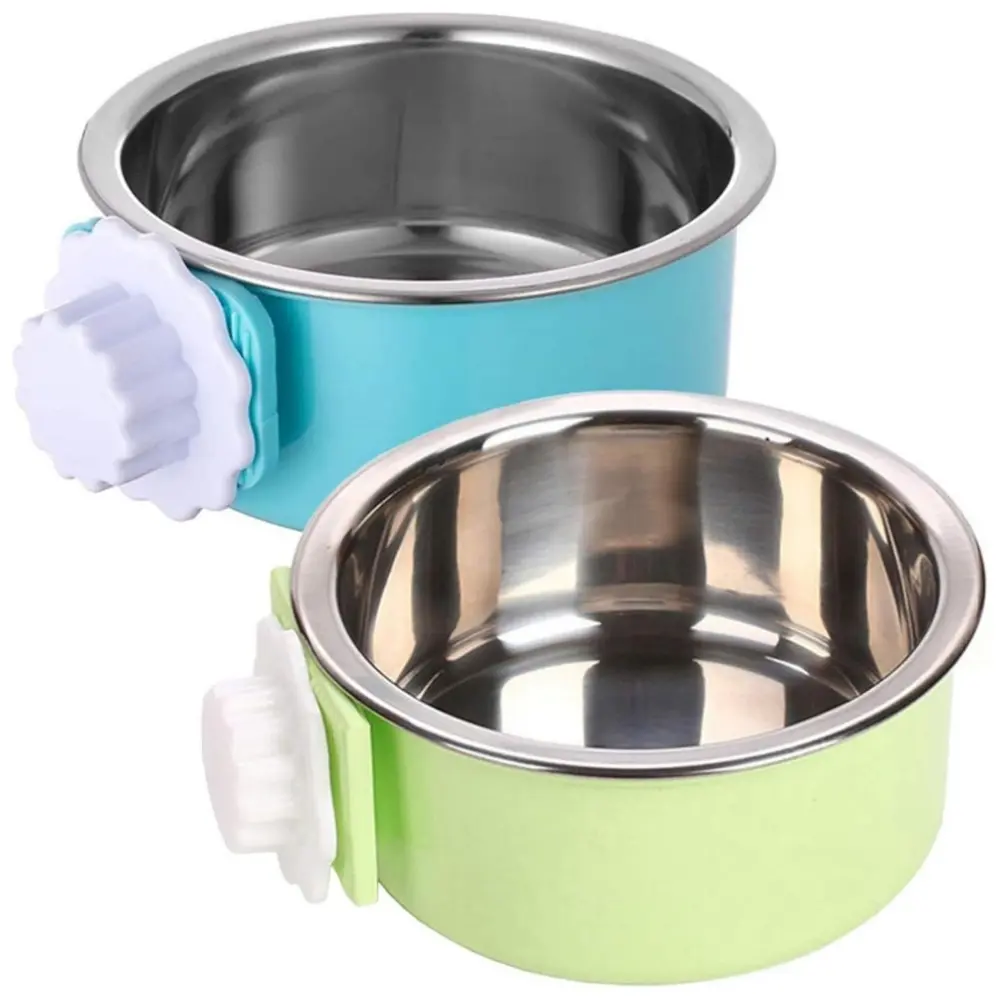 2-Pack Detachable Stainless Steel Hanging Pet Bowl/Dish (150g Capacity) - Cage Coop Feeder for Puppies, Rabbits & Small Animals, 2 Pcs, Hanging Type, Diameter: 5.1 Inch, Promote Digestion, Relieve Neck Pressure, Cage Mounting, Hanging Bowls
