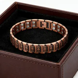 Men’s Magnetic Pure Copper Link Bracelet – Strong Magnets for Pain Relief, Arthritis, Carpal Tunnel & Joint Health, Stylish Vintage Design, Perfect Copper Jewelry Gift for Guys