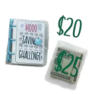 1000 Savings Challenge Binder, Money Saving Binder,Cash Savings Challenges Book with Envelopes, Envelope Savings Challenge Notebook, Reusable Mini Budget Binder with Cash Envelopes (E212) ($1000-Blue)