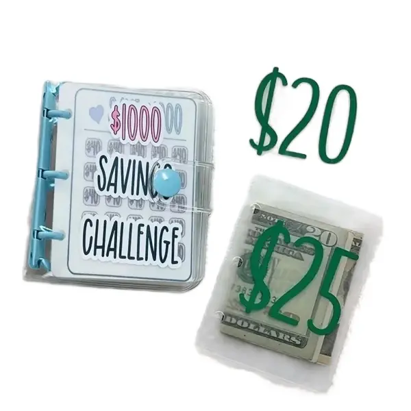 1000 Savings Challenge Binder, Money Saving Binder,Cash Savings Challenges Book with Envelopes, Envelope Savings Challenge Notebook, Reusable Mini Budget Binder with Cash Envelopes (E212) ($1000-Blue)
