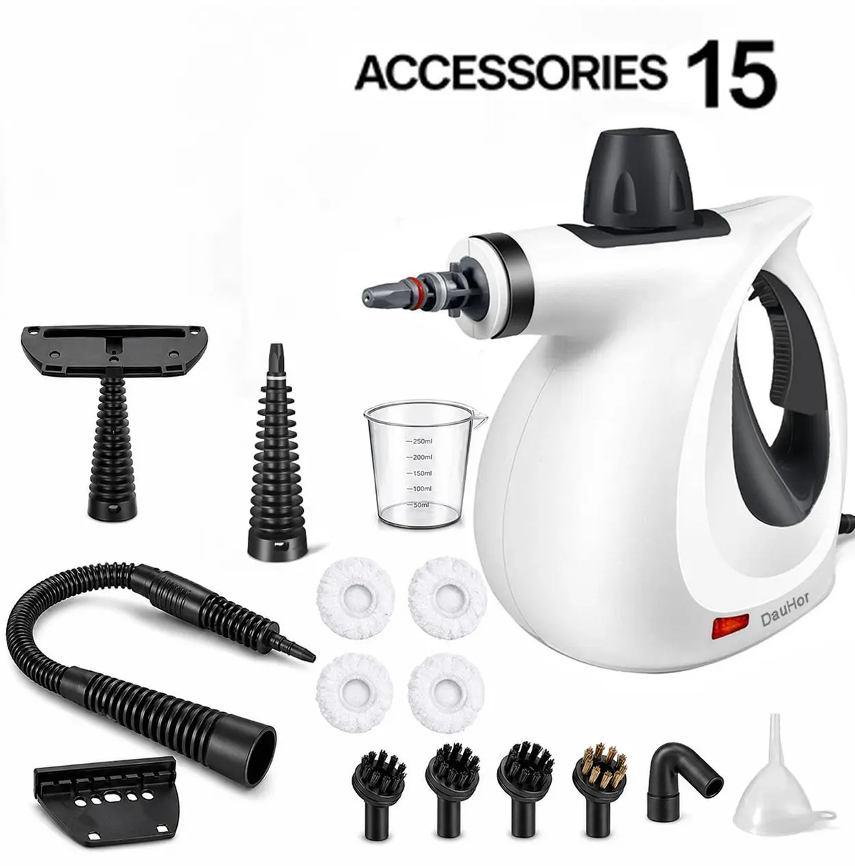1050W Natural Pressurized Handheld Steam Cleaner with 15-Accessory Set, Portable Home Cleaning Gadget for Home, Car Use, Deep Gray Electric Mop