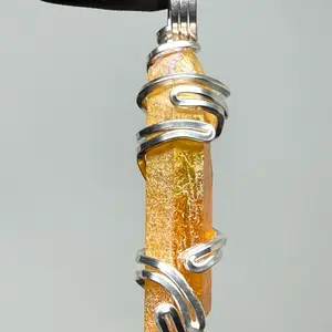 Sedona Sunset Aura Quartz Sterling Silver PENDANT Unique Artisan Crafted Design 925 Ag