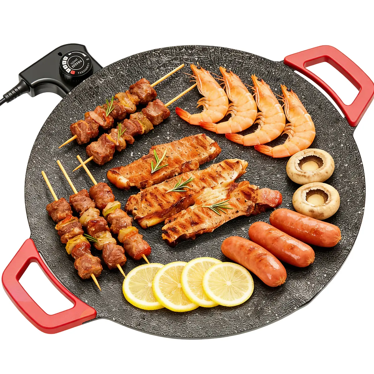 Portable Smokeless Electric Korean BBQ Tabletop Grill - Nonstick Coating Griddle, Adjustable Temperature, Non-Stick Skillet for Home Kitchen Cooking assmokeless suste