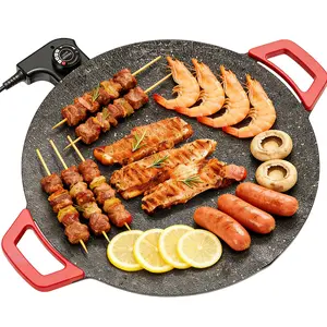 Portable Smokeless Electric Korean BBQ Tabletop Grill - Nonstick Coating Griddle, Adjustable Temperature, Non-Stick Skillet for Home Kitchen Cooking assmokeless suste