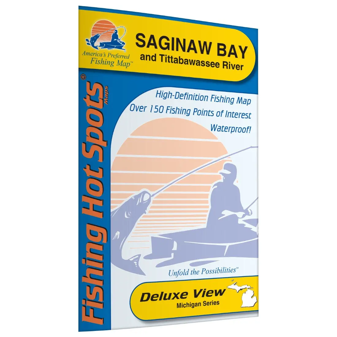 Saginaw Bay Fishing Map - High-Definition Map with Over 150 Fishing Points of Interest, Waterproof, Deluxe View, Michigan Series