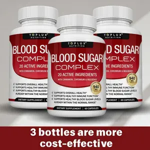 3 Bottles of BloodSugar Complex -60 Capsules with Chromium Cinnamon &  Mulberry for Healthy Sugar Levels &Immune Support - Dietary SupplementHealthcare Edible Fitness Vitamin plant-based wellness | Non-GMO | Daily nutrient support | Gluten-Free Formula