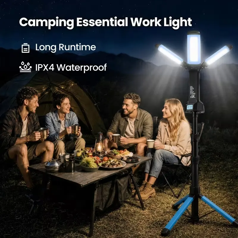 【Perfect Father's Day Gift】Rechargeable 3in1 Camping Light with Stand, Hanging, Removable Magnetic Head, 67" Portable Cordless, 8AH Battery, 4000/6500K Dimmable, Detachable Tripod Adjustable Flashlight for Outdoor,Emergency,Camping,Fishing