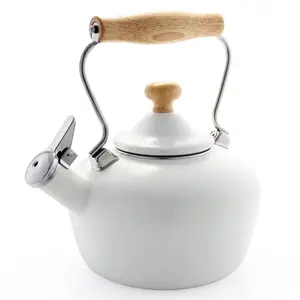 Enamel-on-Steel Matte White Carinawood Traditional Teakettle (1.8 Qt)