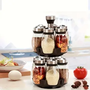 12pcs spinning bottom spice shakers, kitchen organizers and storage，kitchenware spice shakers set, with salt, pepper and sugar shakers - perfect for kitchen storage and organization.