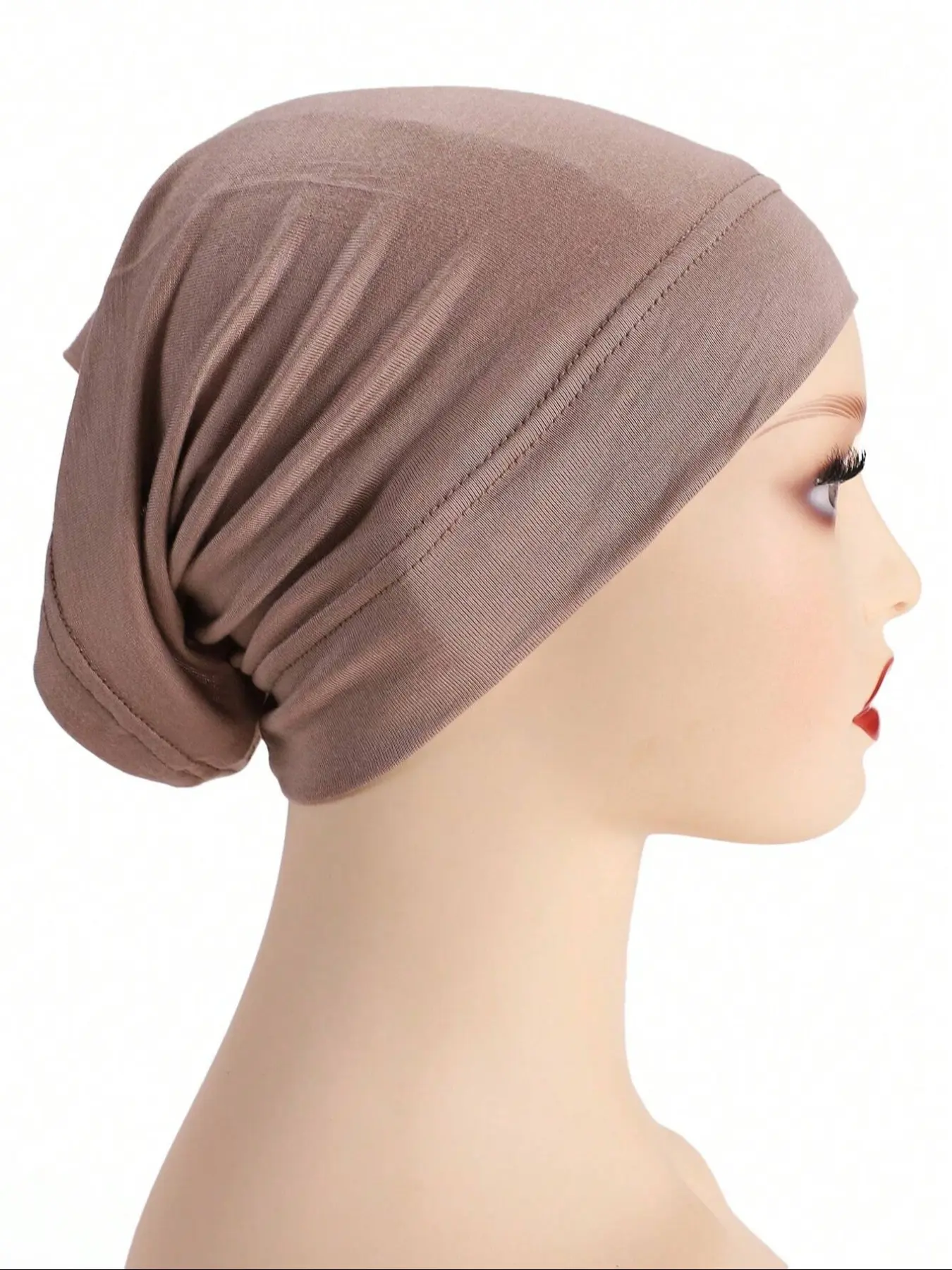 Women's Plain Casual Modal Beanie Hat, Stretchy Elastic Hijab Undercap, Oversized Tube Turban Headwrap Cap