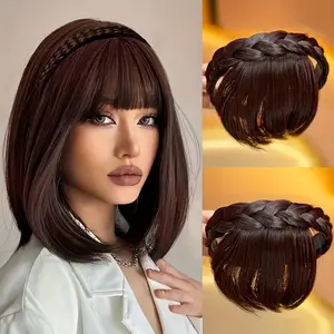 [Perfect Synthetic Hair Bangs Headband] Boho Chic Synthetic Hair Bangs Headband with Tassel - Perfect for Cosplay, Weddings & Parties|   Hand Wash Only