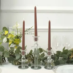 12-Pack 10" Unscented Premium Wax Taper Candles, Mocha Brown - Home Decor, Table Decoration, Party & Sweet Home Decor Accents