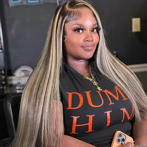 1B/27 Balayage Highlight Lace Front Wig Human Hair 13x6 Straight Lace Front Wigs Human Hair Pre Plucked 180 Density HD Transparent Honey Blonde Wig Human Hair for Women SpringStatements