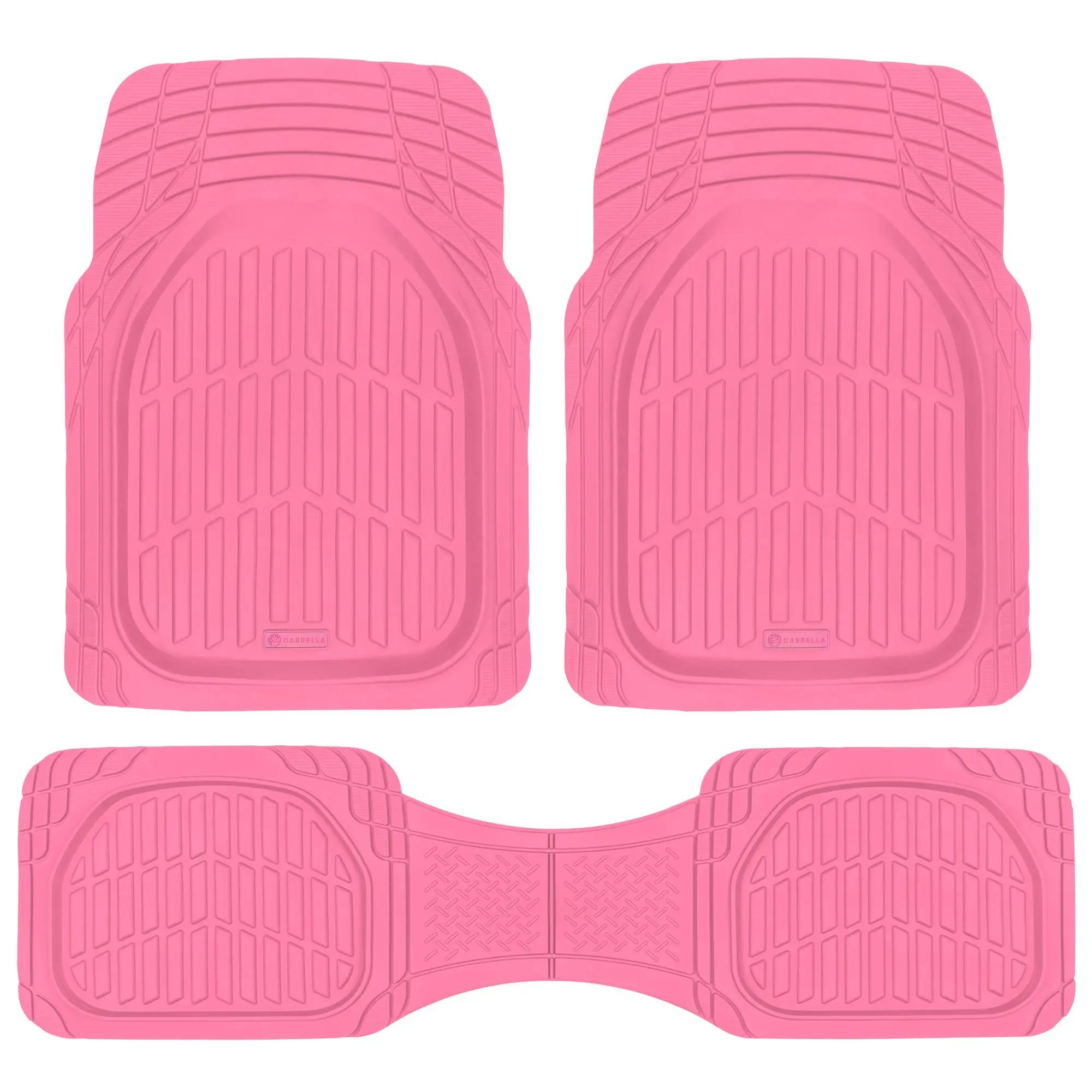 Carbella Heavy Duty Rubber Car Floor Mats - Front & Rear Universal Trim-to-Fit P...