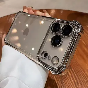 Apple Airbag Anti-Drop Protective Phone Case, Electroplated Transparent High-End Feel, Full Lens Protection, Fits iPhone 17pro Max 16pro 15 14 13 12 11