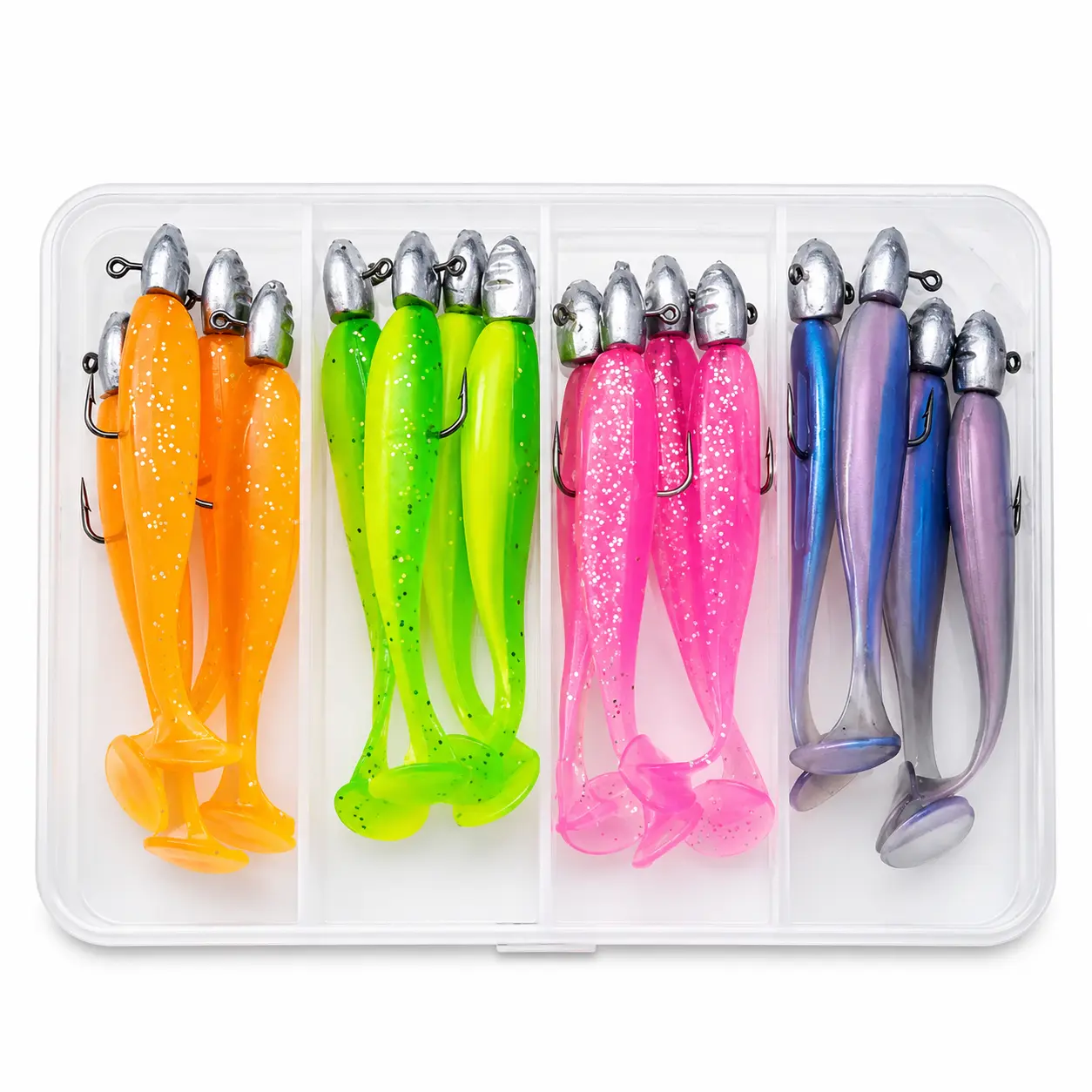 16pcs Soft Paddle Tail Artificial Lure Set - Outdoor Fishing Baits & Accessories for Barracuda, Perch - Christmas Gift