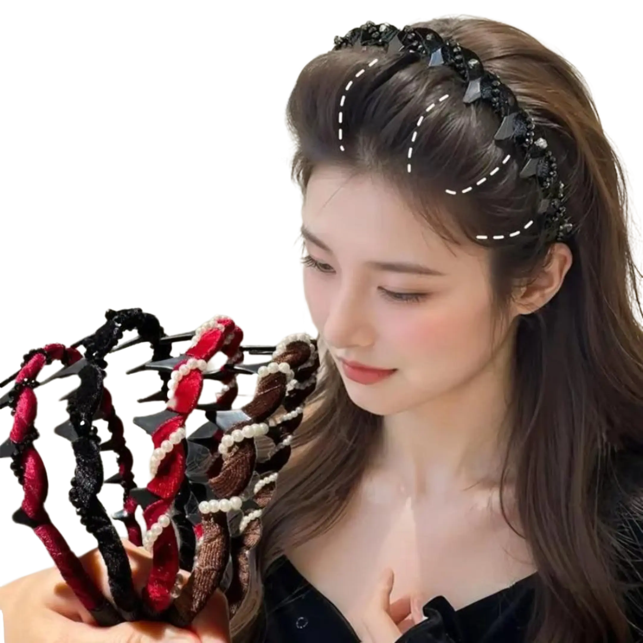 Vintage Headbands for Women 4-Pack, Padded Pearl and Rhinestone Hair Accessories for Elegant Bridal Styling and Parties, Vintage Hairbands, High Cranium, Anniversary, 4 Pieces, Metal Base, Party, Bridal Party