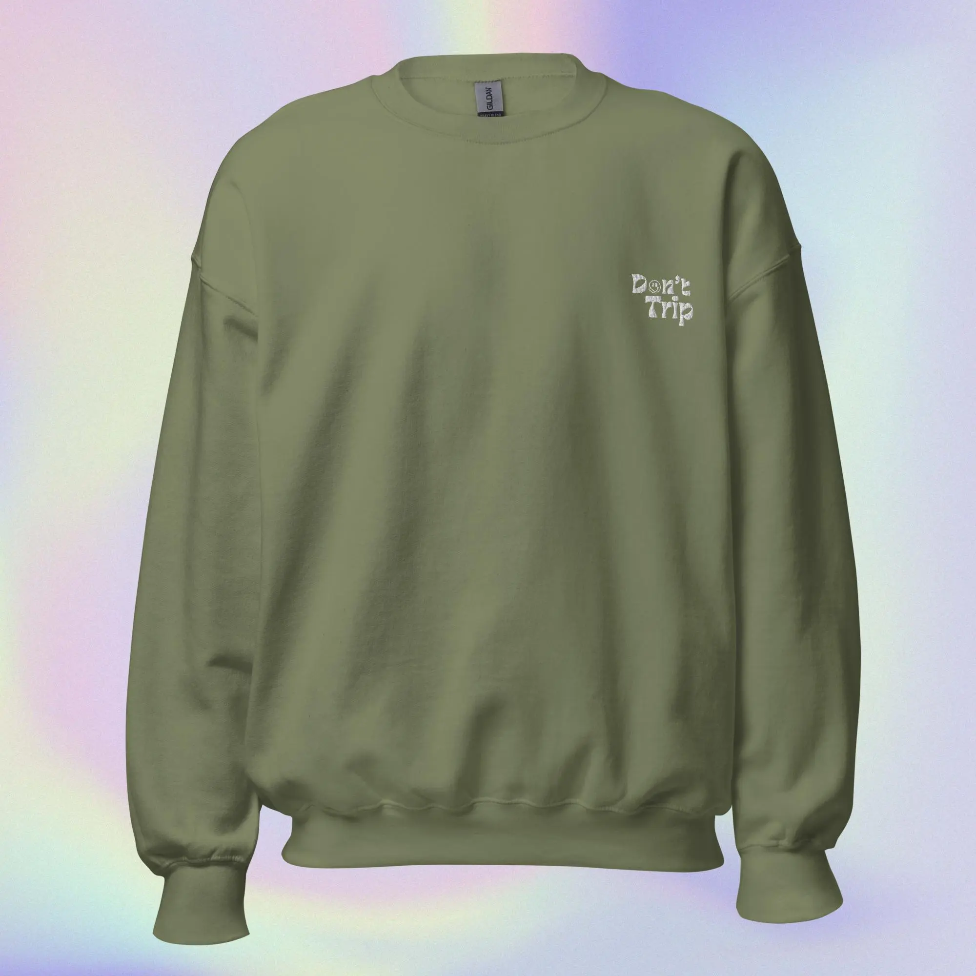 Don't Trip Embroidered Cozy Crewneck | Unisex Sweatshirt Psychedelic Trippy Positive Happy Humor