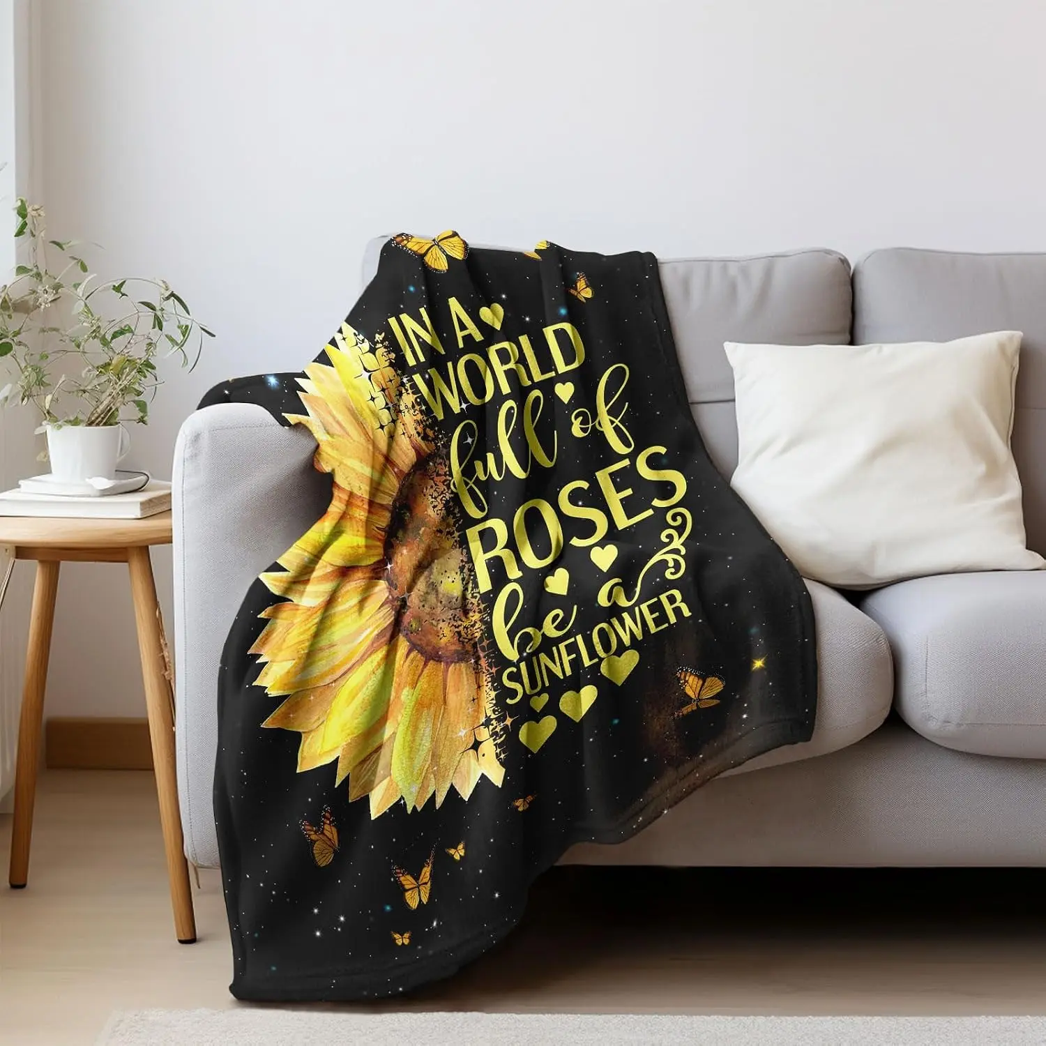 Sunflower Gifts for Women  Birthday Gifts for Sunflower Lovers Inspirational/Get Well Soon Gift for Women, Sunflowers Gift for Her Throw Blanket Sunshine Presents for Woman/Girls/Friend cozy