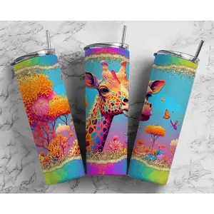 Colorful Giraffe 20oz Skinny Tumbler