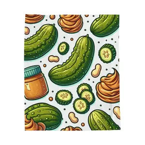 "Quirky Comfort; Pickles and Peanut Butter" Patterned Velveteen Plush Blanket