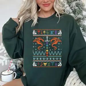 Dungeons and Dragons Ugly Christmas Sweater, Dragon Sweater, Nerd Holiday Gift For Men Women, Xmas Gaming Gift