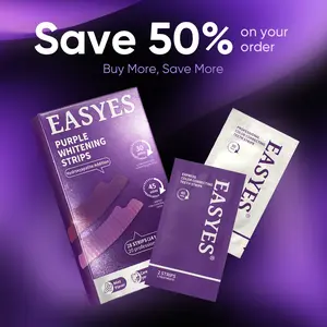 【Easyes】 Purple Teeth Whitening Strips - 7/14  Whitening Sessions Residue-Free Non-Slip Dry Strip Technology Safe for Enamel Non Sensitive Teeth Whitening Neutralizes Yellow Teeth SW-1