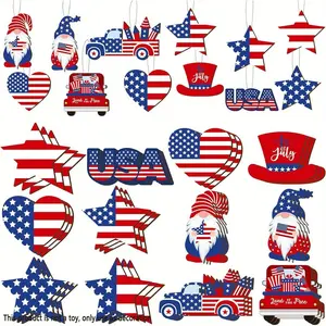 24-Piece Independence Day Decor Set, Includes Star-Spangled Banner Elements & American Text, Perfect for Party & Home Decoration