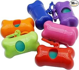 5 PCS Bone Shaped Poop Bag Dispenser Pet Waste Disposal Bag Dispenser With Waste Bag (Random Color)