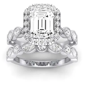 Aubretia - Emerald Moissanite Bridal Set