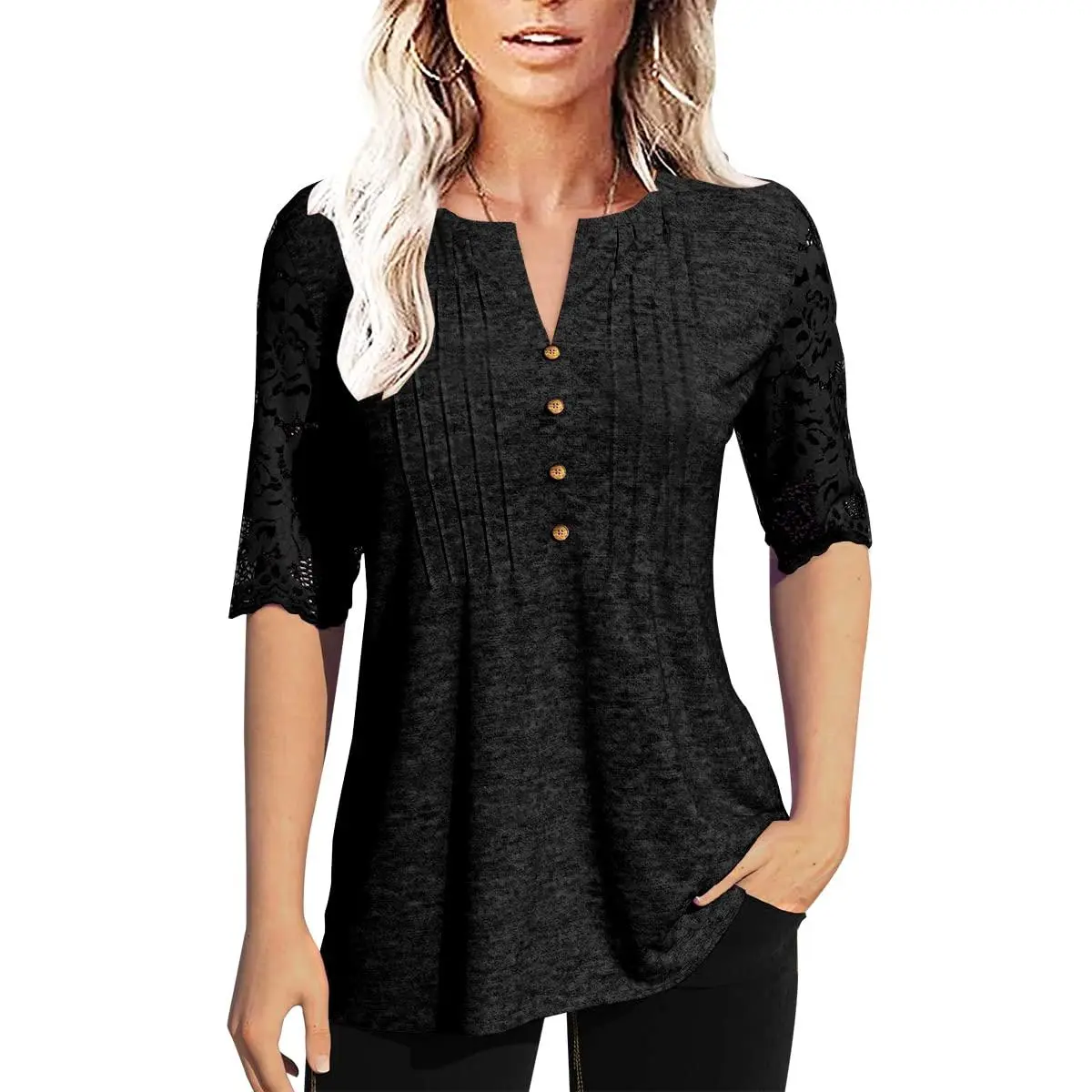 Women's Petal Sleeve Blouse, Elegant Classy V-Neck Loose-Fitting Top, Dress Casual Wardrobe Staples, Elegant Classy Tops, Blouses