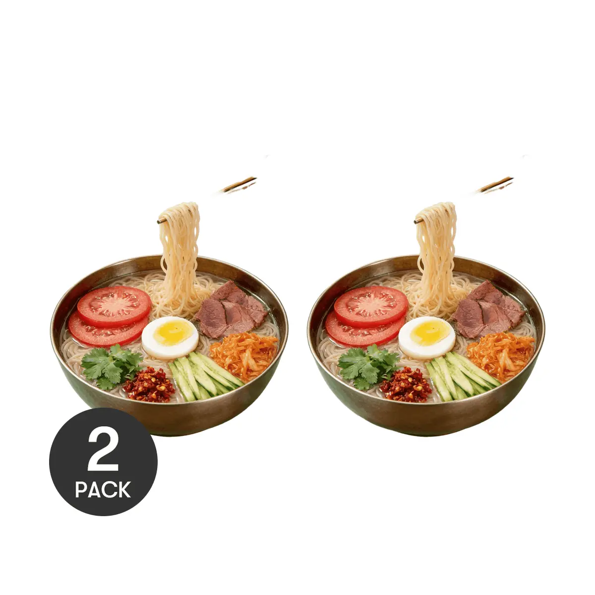2 Pack Village Donkey Honey Cold Noodles 12.9oz Each - Sweet Sour Northeast Chinese Naengmyeon, Summer Meal