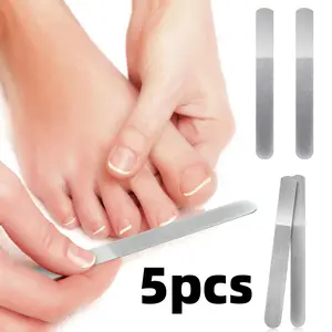 5 Pieces 6.9" Metal Nail Files Diamond Stainless Steel Toenail Fingernail Files Double Side Metal Manicure Nails Emery Boards for Salon Home and Travel Women Men