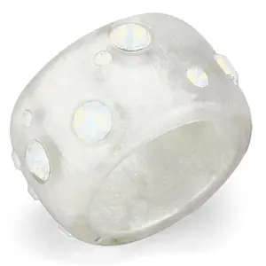 212 MAIN Women's Unique Resin Ring with a Top-Grade Aurora Borealis Crystal, Rainbow Effect for Natural Beauty Enhancement, Water-Resistant Sport Accessory, Size 8
