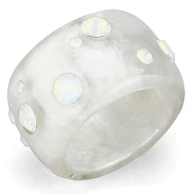 212 MAIN Women's Unique Resin Ring - Size 8, Top-Grade Aurora Borealis Crystal, Rainbow Effect, Enhancing Natural Beauty, Water-Resistant Female Swimming Sports Accessory, Top Grade Crystal