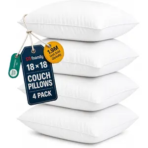 Couch Pillows Inserts 18x18 (Set of 4) Premium Decorative Pillows for Couch, Bed & Living Room, Soft Fluffy Throw Pillow Inserts for Home Décor