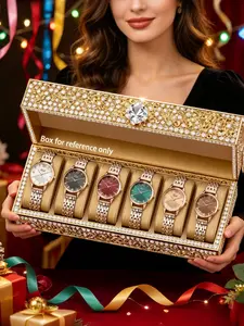 6-Piece Set Elegant Luxury Zinc Alloy Watch Band Combo, Perfect Gift for Mother's Day or Birthday, Women's Analog Quartz Watch