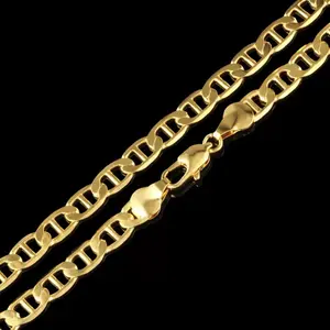 Gold Plated Flat Cable Chain, Figure 8 Chain & Pig Nose Chain Necklace, Vintage Hip Hop Jewelry