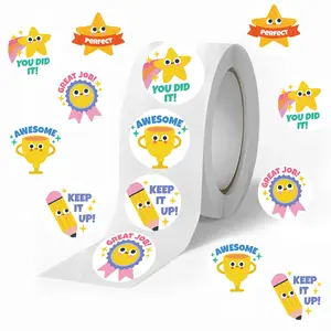 500 Sticker Cards Star Reward Journal Roll, DIY Wall Decals, Toy Notebook Stickers, Adhesive Paper, 10 Patterns, Flat Sticker Type