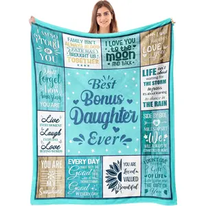 Bonus Daughter Gifts, Birthday Gifts for Bonus Daughter, Bonus Daughter Gifts from Stepmom Stepdad, Stepdaughter Gifts from Stepmom, Best Bonus Daughter Gifts for Christmas Blanket