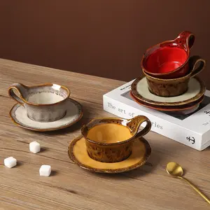 Ceramic Coffee Cup & Saucer Set, 1 Set Exquisite Modern Casual Coffee Cup Set, Drinking Cup for Home Office Use, Drinkware, Stylish Drinkware