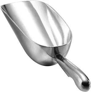Ice Cube Endurance Scoop, Cast Aluminum Shovel Scoops Kitchen Utility Scoops Set Contoured Handle，Ideal for Ice Cube Coffee Bean Food Candy Flour Popcorn Rust Free (12oz Silver)
