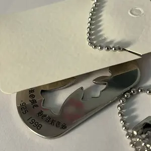 Cool Y2K Dog Tag Stainless Steel with Engraved Design and Ball Chain