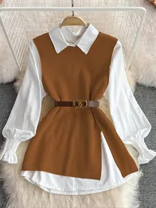 Women's Spring & Fall Casual Knitted Vest, Sleeveless Sweater Waistcoat, Elegant Loose-Fitting Top, Plain Pattern, Stylish and Comfortable