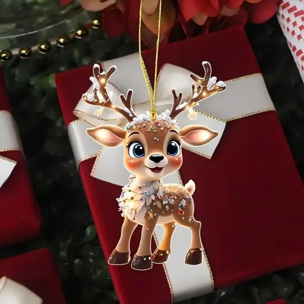 Lightweight Festive Cartoon Light-Up Antler Fawn Christmas Hanging Ornament, 1Pc Reusable Xmas Tree Pendant with Fairy Lights for Family Holiday Decor, DIY Accent (Toys & Hobbies, Beading & Jewelry Making Accessory), Wall