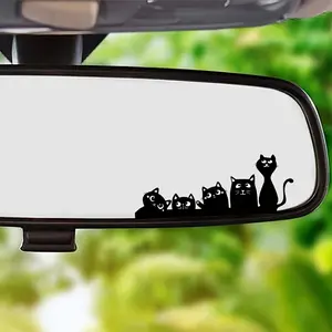 1PC Pet-Style Multiple Black Cats Car Decorative Sticker, Lovely Cat Line-Up Design Decal, A Unique Accessory to Bring Soft Pet Vibe to Your Car