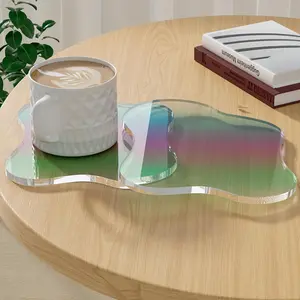 Acrylic Coasters Set of 2, 5mm Colorful Irregular Bar Drink Mats, Cloud Shape Coffee Cup Placemats, Desktop Protection & Display Accessories Gift