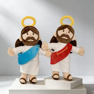 Jesus Blue Plush Doll, Guardian Angel Baptism Toy, Children Religious Easter Gift, Soft Stuffed Animal for Kids